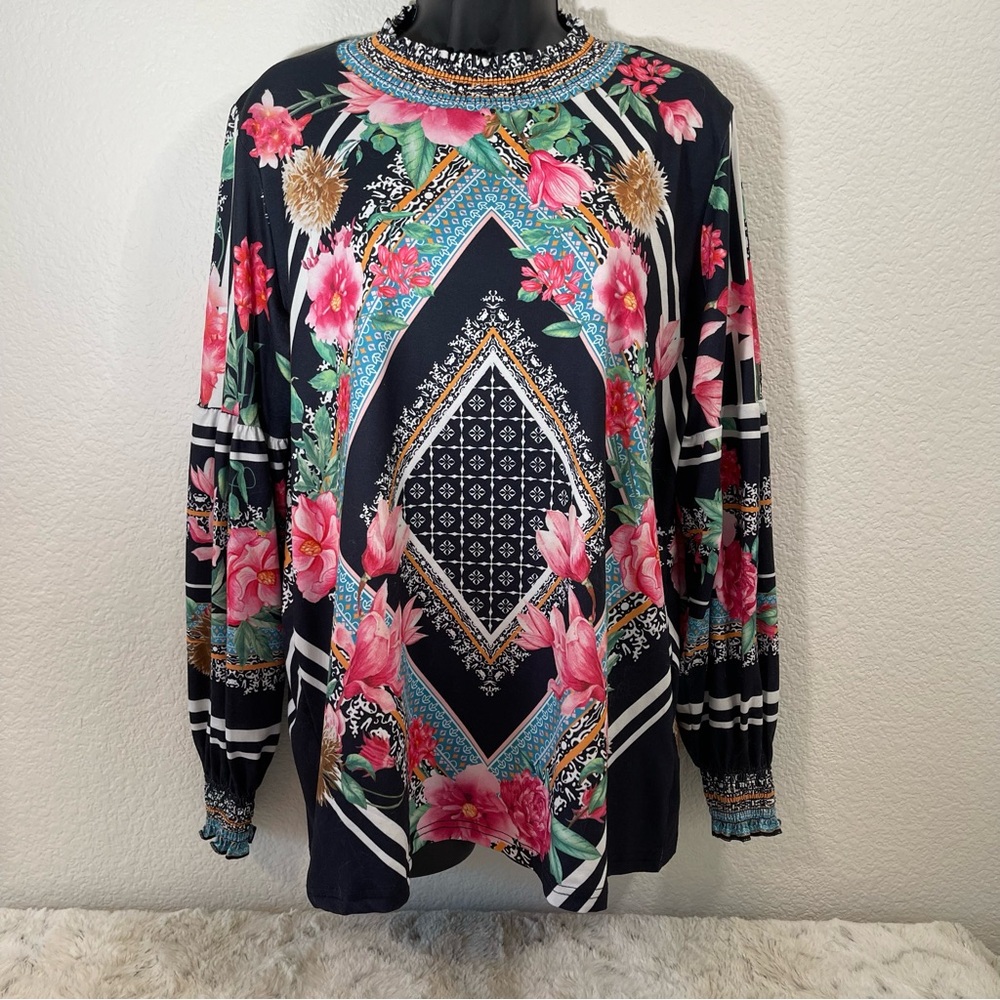 Floral Black and Pink Top